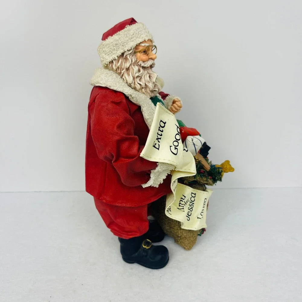 Vintage Santa Claus Figurine Naughty Nice List Toy Sack Christmas Decor 11 inch